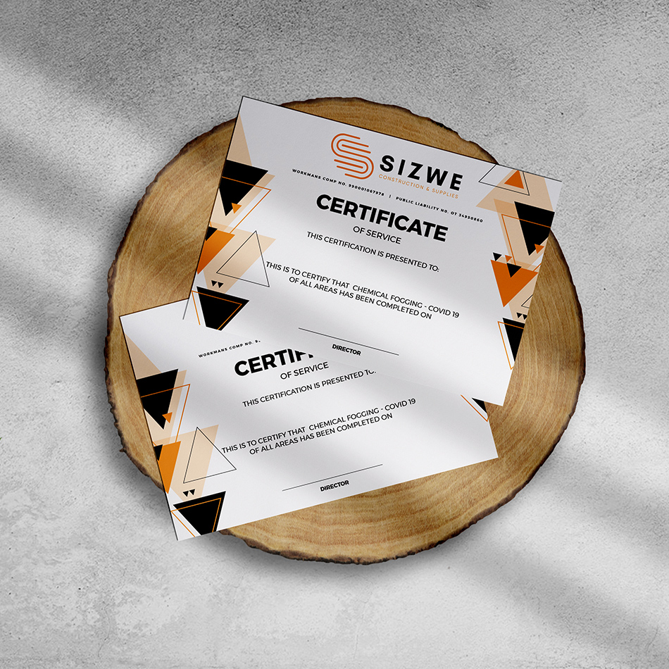 certificate design corporate identity design johannesburg sizwe cs 01