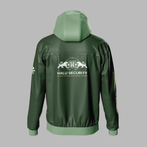 securityservice companyprofile branding design jacket lightgreen back in westerncape south africa